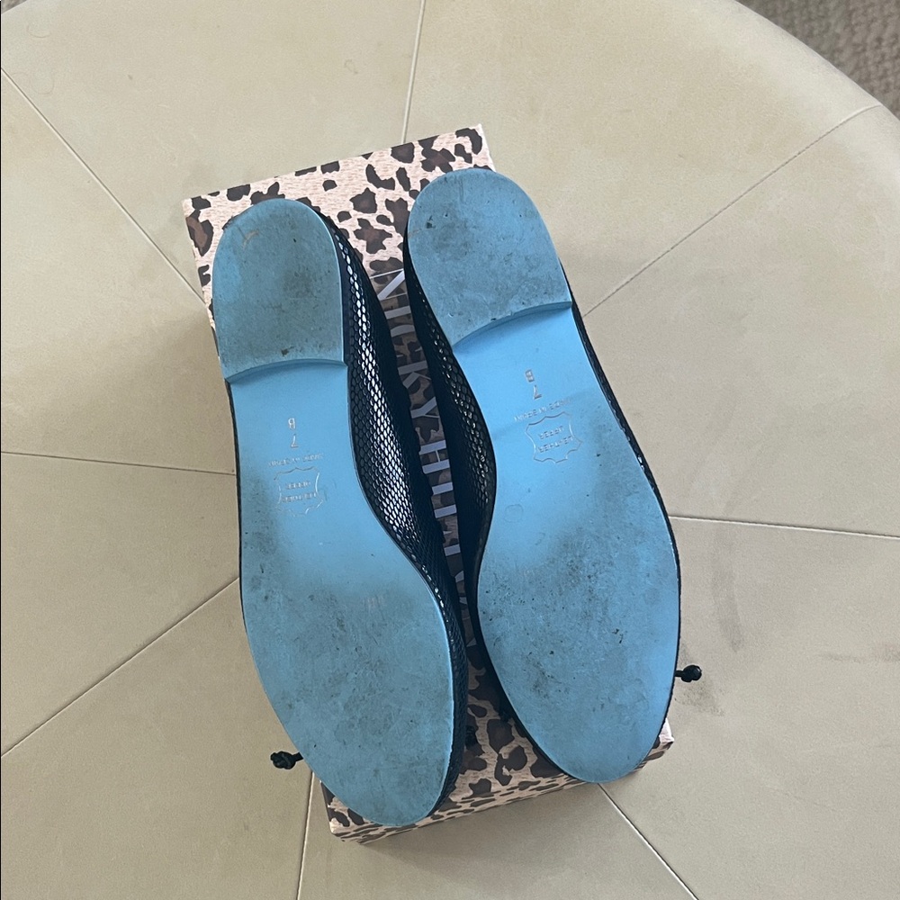 French Sole Black Textured Flats - Picture 3 of 4